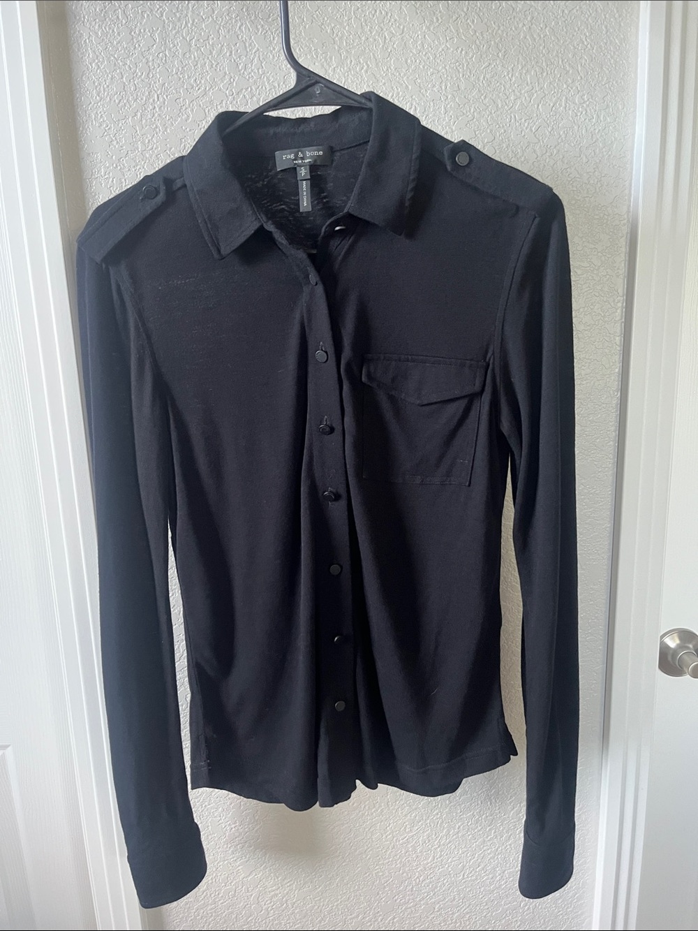 Rag & Bone Black Wool Blend Long Sleeve Button Down Shirt size small